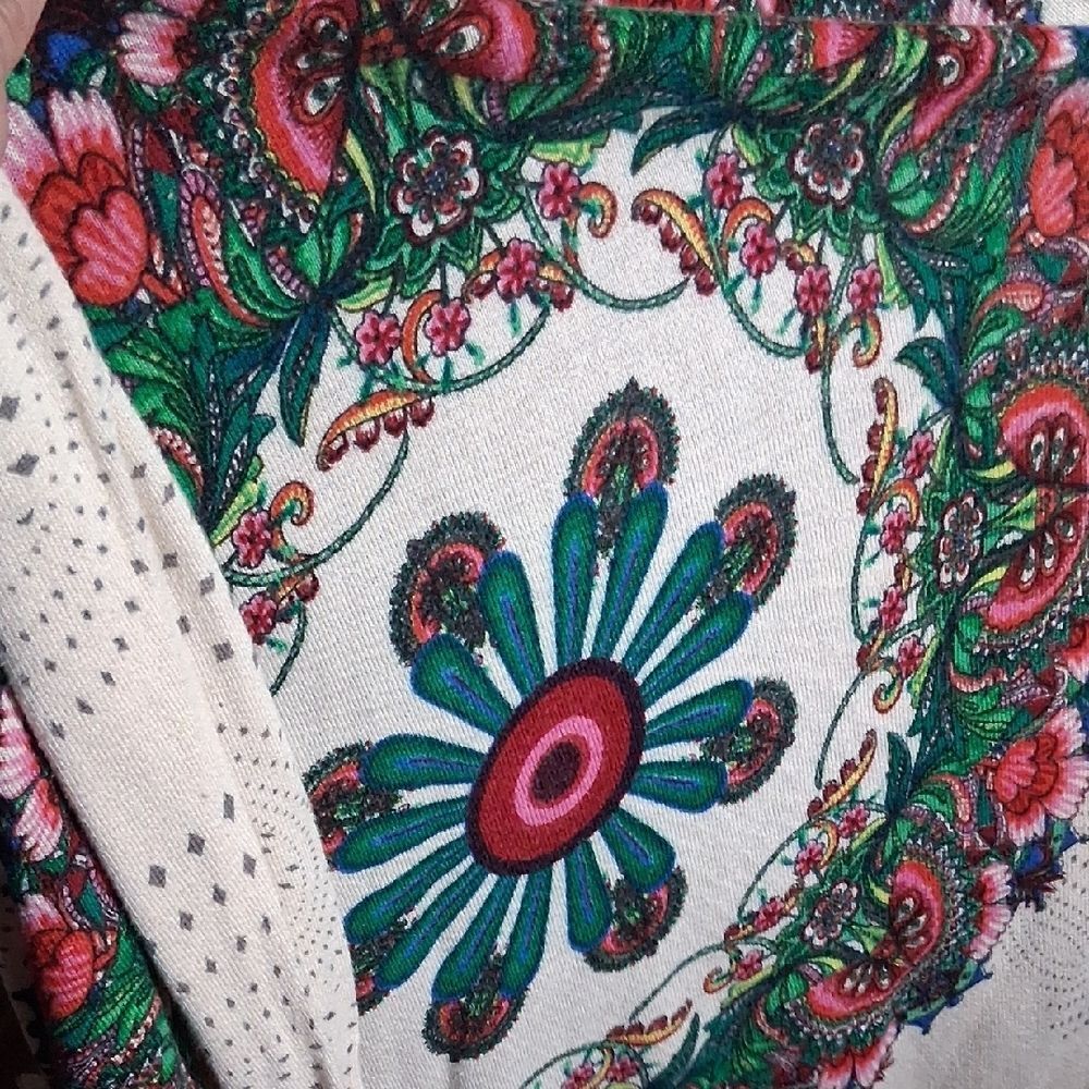 Desigual Cream Cardigan with Vibrant Floral Design Size XL - Picture 4 of 10